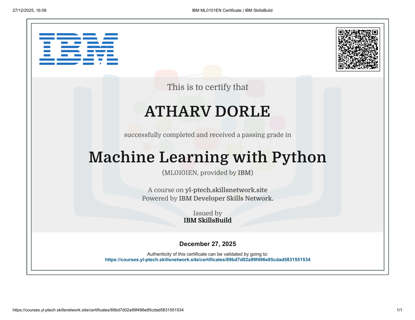 IBM Machine Learning with Python